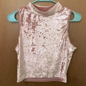 Pastel Pink Faux Velvet Crop Top M